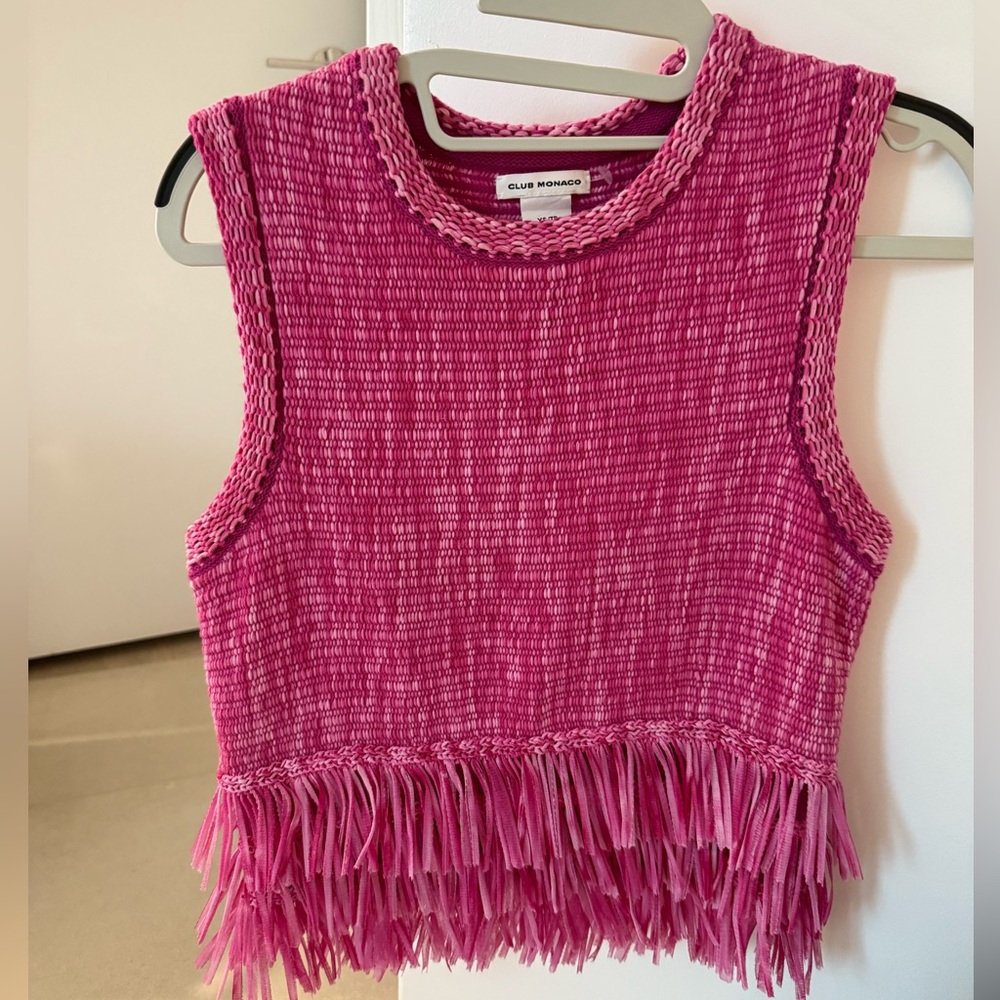 Club Monaco Pink Fringe Tank Top